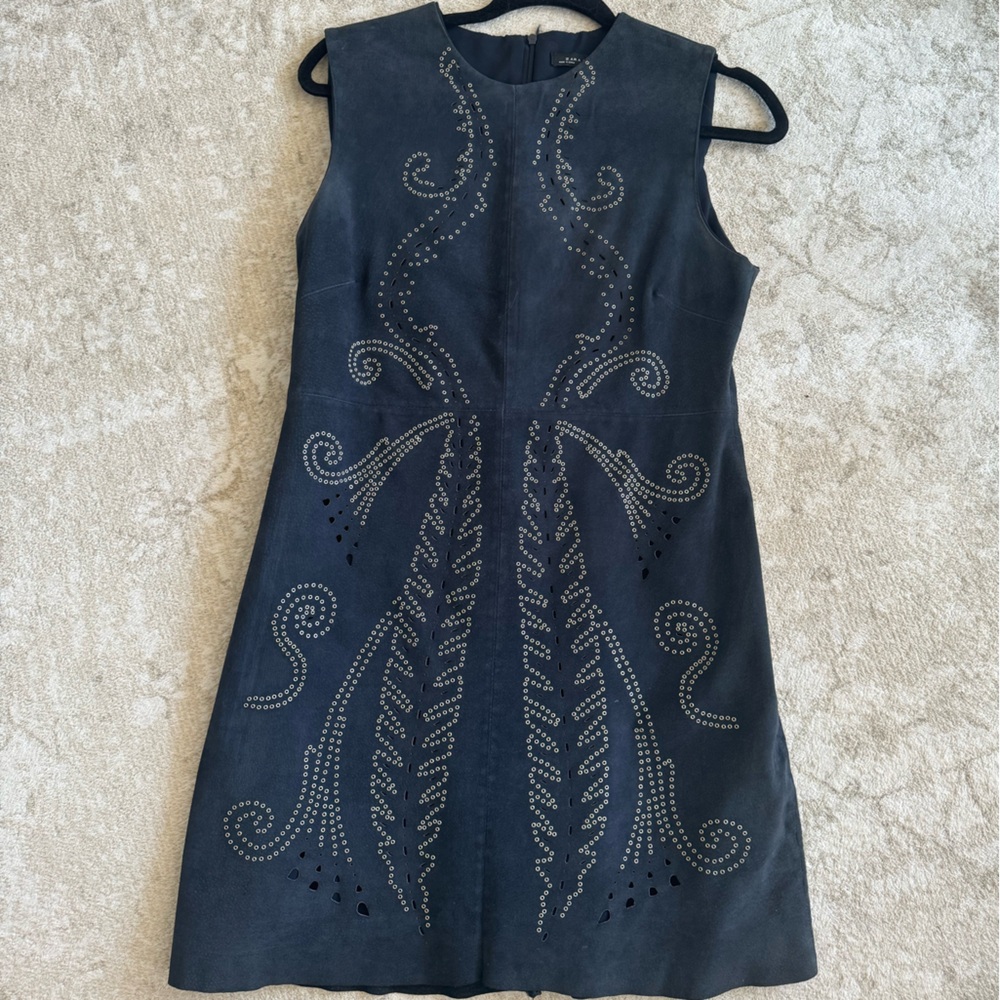 Zara Navy Suede Embellished Dress L